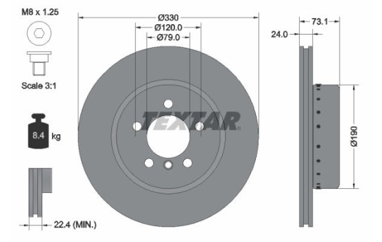 Brake disc 92269725 Textar