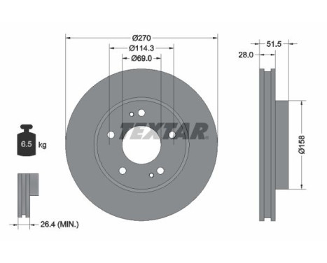 Brake disc 92270803 Textar