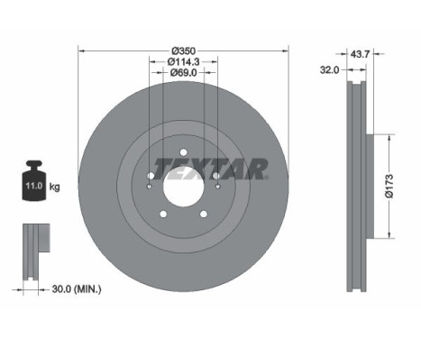 Brake disc 92271203 Textar