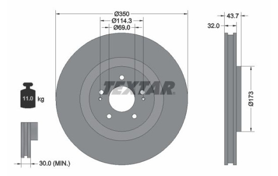 Brake disc 92271203 Textar