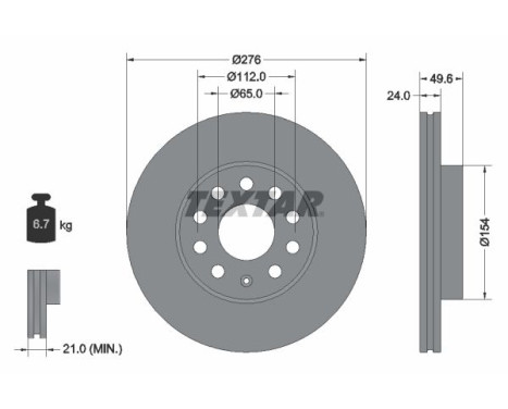 Brake disc 92271905 Textar