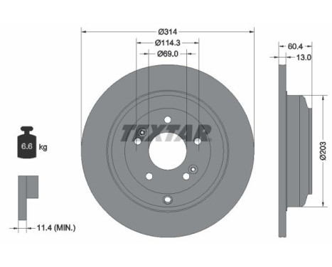 Brake disc 92272903 Textar