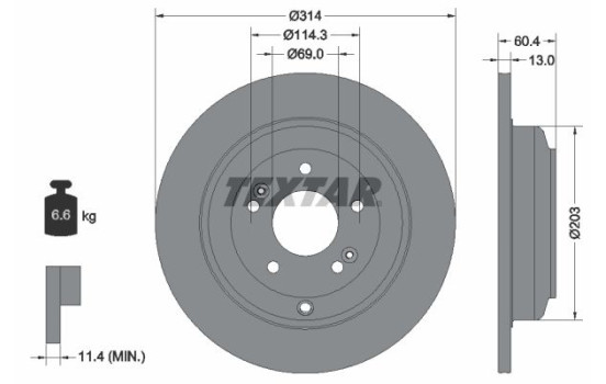 Brake disc 92272903 Textar