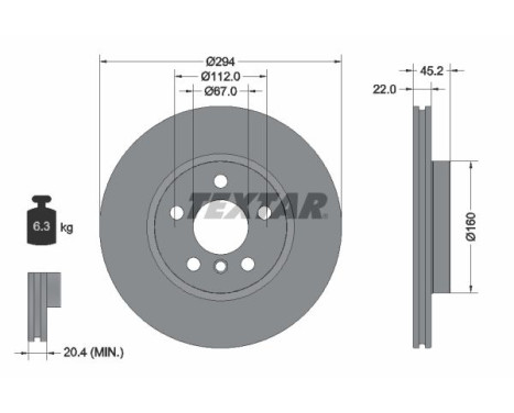 Brake disc 92273105 Textar