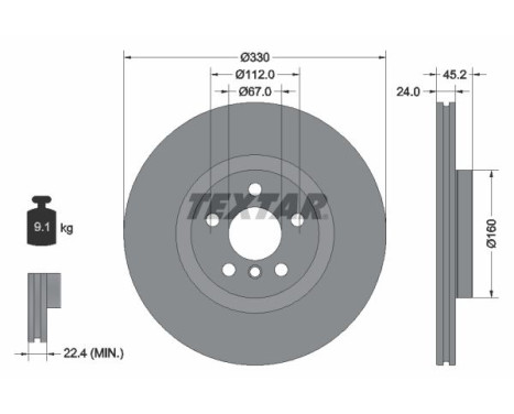 Brake disc 92274405 Textar