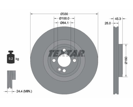Brake disc 92275403 Textar