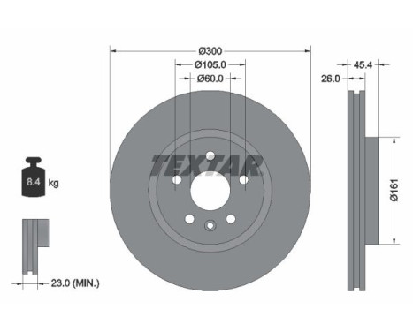Brake disc 92277205 Textar