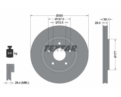 Brake disc 92278905 Textar