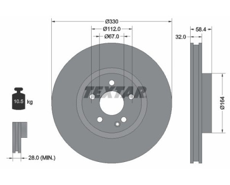 Brake disc 92279405 Textar