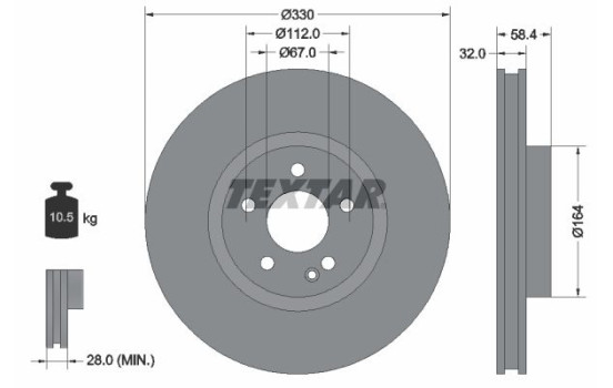 Brake disc 92279405 Textar