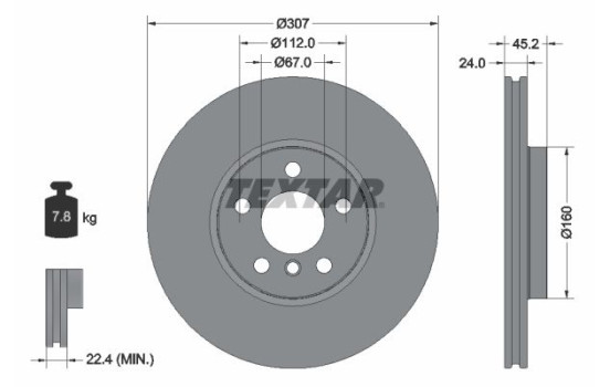 Brake disc 92283605 Textar