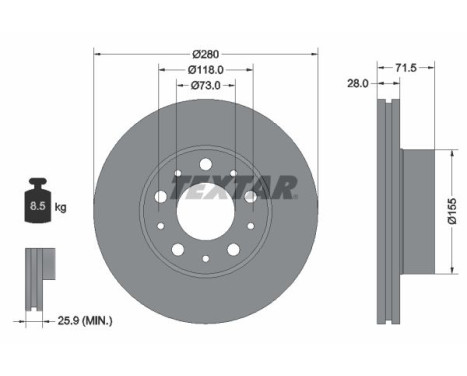 Brake disc 92286103 Textar