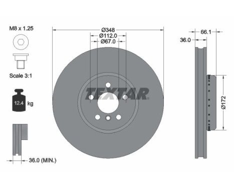 Brake disc 92288725 Textar