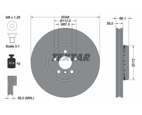 Brake disc 92288825 Textar