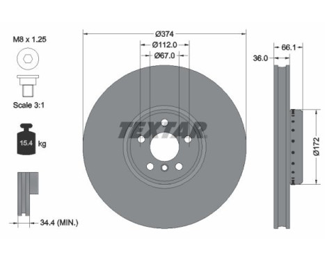 Brake disc 92290225 Textar