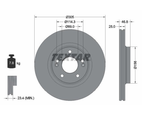 Brake disc 92292205 Textar