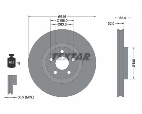Brake disc 92293605 Textar