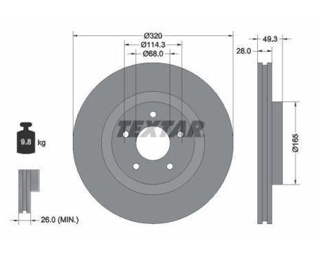 Brake disc 92299403 Textar