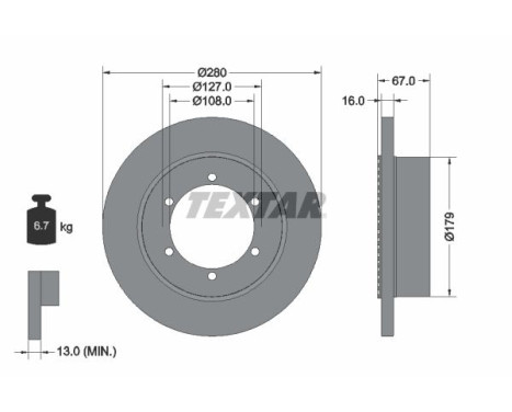 Brake disc 92304003 Textar