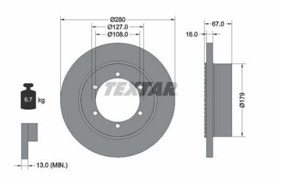 Brake disc 92304003 Textar