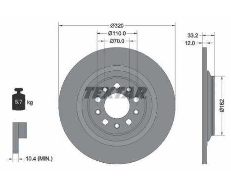 Brake disc 92304103 Textar