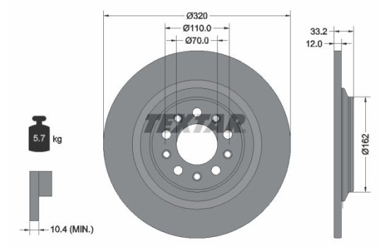 Brake disc 92304103 Textar