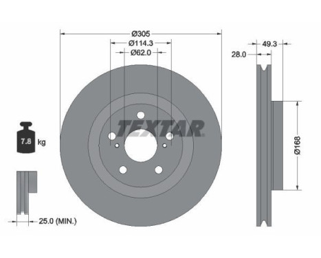 Brake disc 92304305 Textar