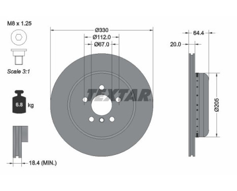 Brake disc 92305025 Textar
