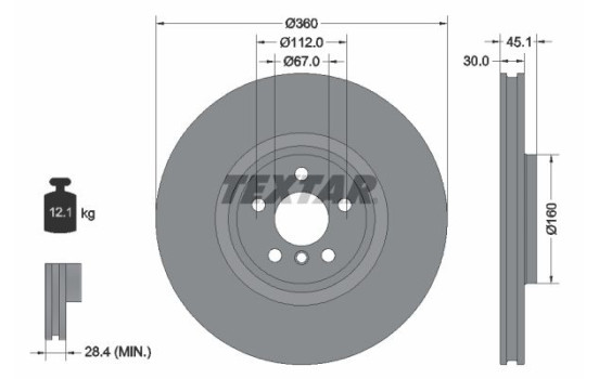 Brake disc 92307303 Textar