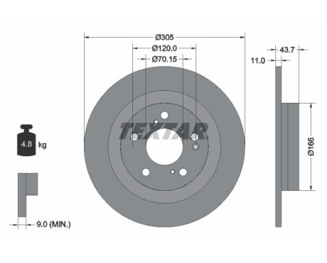 Brake disc 92308403 Textar
