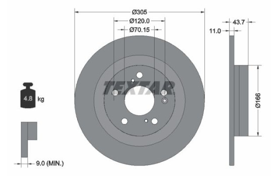 Brake disc 92308403 Textar