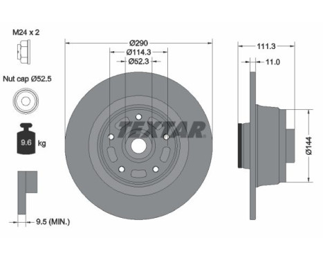 Brake disc 92309003 Textar