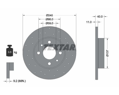 Brake disc 92316003 Textar