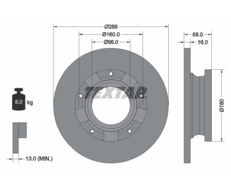 Brake disc 92316903 Textar