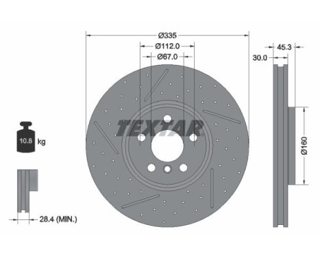 Brake disc 92317105 Textar