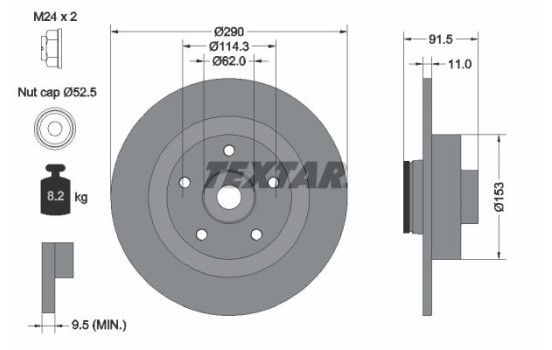 Brake disc 92317603 Textar