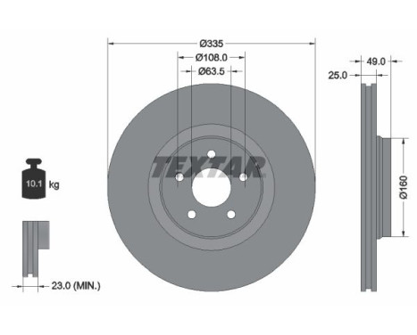 Brake disc 92317805 Textar