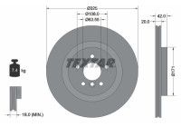 Brake disc 92318105 Textar