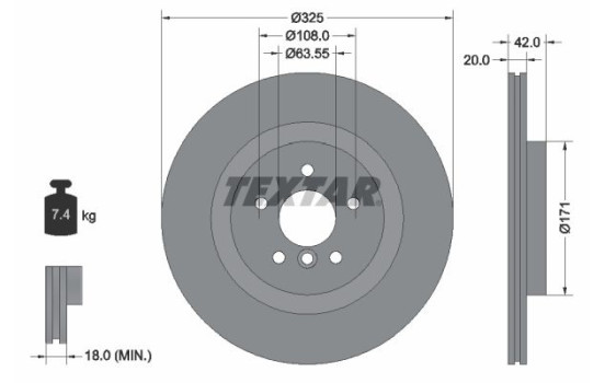 Brake disc 92318105 Textar