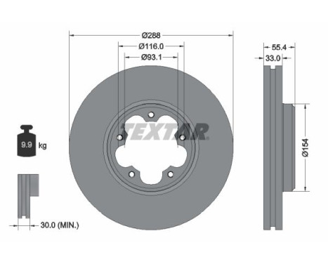 Brake disc 92320303 Textar