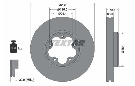 Brake disc 92320303 Textar