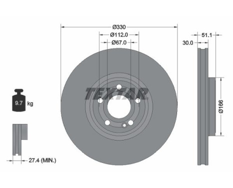 Brake disc 92323305 Textar