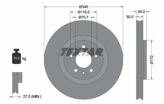 Brake disc 92323705 Textar