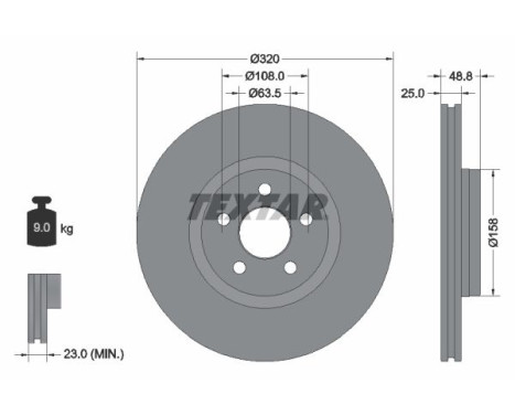 Brake disc 92326103 Textar