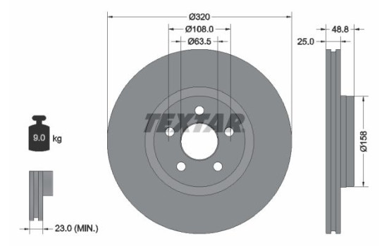 Brake disc 92326103 Textar
