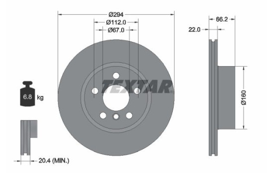 Brake disc 92327005 Textar