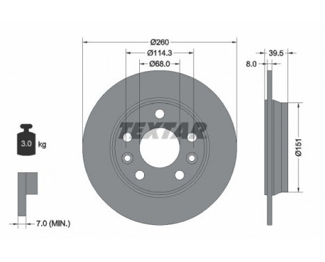 Brake disc 92327203 Textar