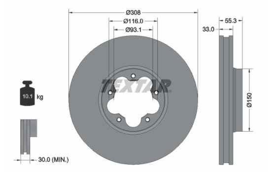 Brake disc 92327303 Textar
