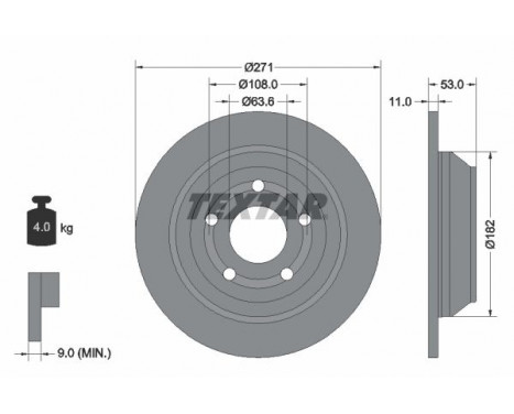 Brake disc 92327403 Textar
