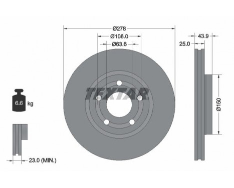 Brake disc 92327503 Textar